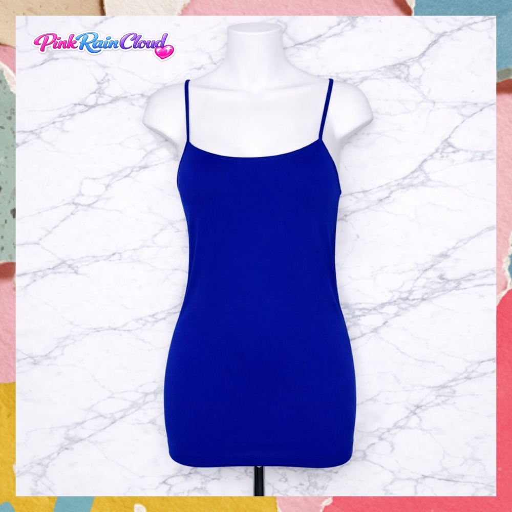 MM Blue Form Fitting Long Tank Top Tunic Mini Dress Women’s One Size